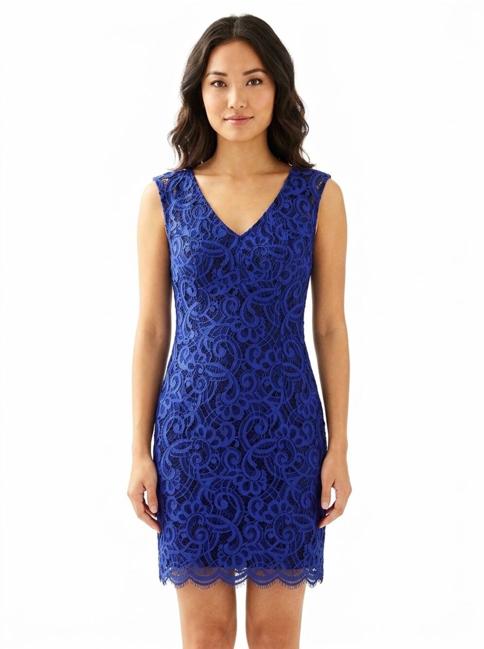 Lilly Pulitzer Blue Lace Sleeveless Sheath Cocktail Dress Women Size 2